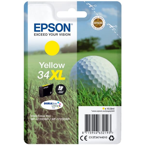 Original Epson WorkForce Pro WF-3720 bläckpatron - 34XL - Gul - Upp till 950 sidor