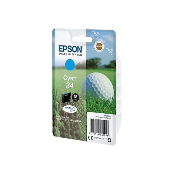 Original Epson bläckpatron - 34 - Cyan - 4,2 ml - för WorkForce Pro WF-3720, WF-3720DWF, WF-3725DWF