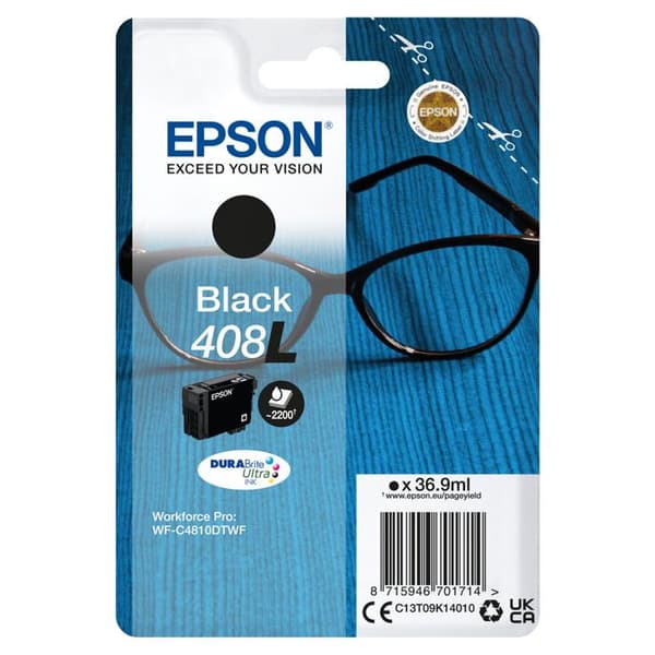 Högkvalitativ, original Epson 408L (C13T09K14010) bläckpatron. Lämplig för användning i skrivare