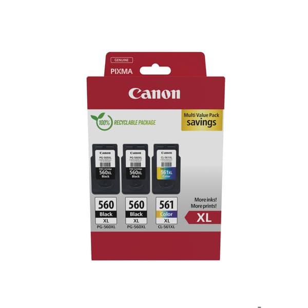 Canon PG-560 XL CL-561 XL bläckpatroner - 3-pack - XL Kapacitet (2x svart XL 1 x färg XL)