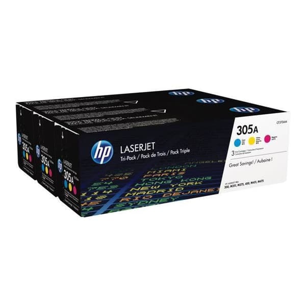 3-pack original HP 305A tonerkassetter för LaserJet Pro Color M351/M375/M451/M475