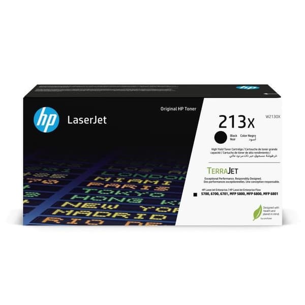 Original HP 213X Black High Yield Toner Cartridge (W2130X) för HP LaserJet Enterprise