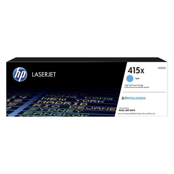 HP 415X äkta cyan toner med hög kapacitet (W2031X) för HP LaserJet Pro M454, M479-skrivare