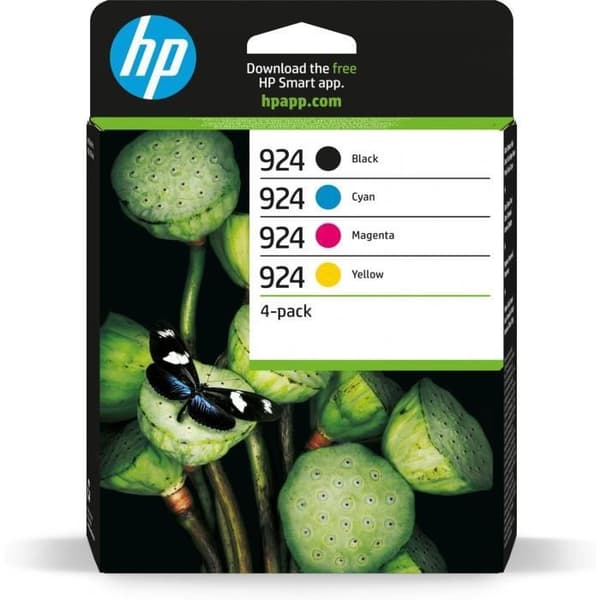 HP 924 äkta bläckpatronpaket med 4 cyan, magenta, gul, svart