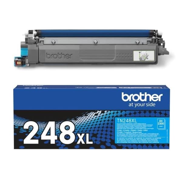 Toner med hög kapacitet - BROTHER - TN248XLC - Cyan - 2300 sidor