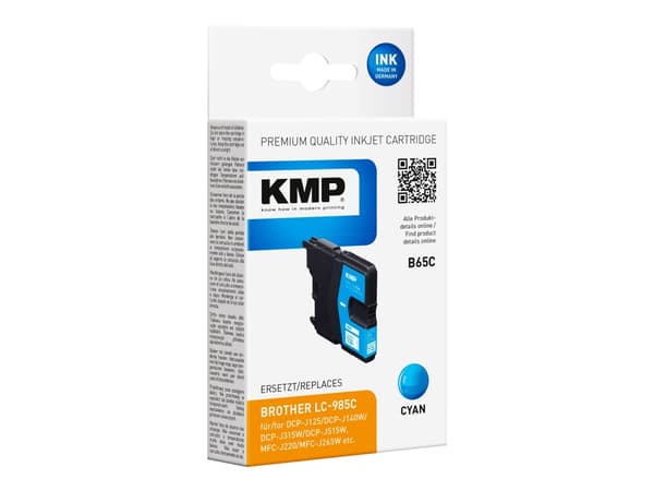 KMP B65C - 4.6 ml - cyan - kompatibel - blekkpatron (alternativ for: Brother LC985C) - for Brother DCP-J125, DCP-J140, DCP-J315, DCP-J515, MFC-J220,