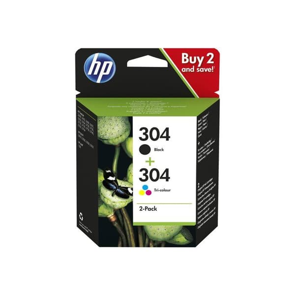 HP 304 bläckpatron - Tricolor, Svart - Bläckstråle - 120 sidor Svart, 100 sidor Tricolor - 2 pack