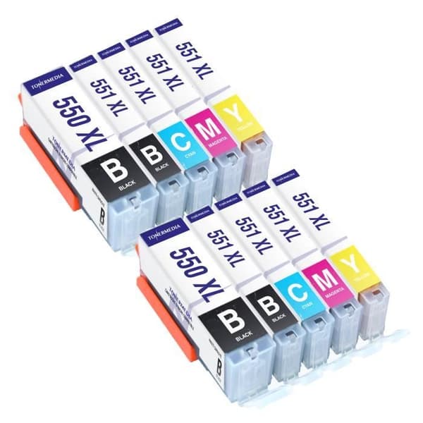 TONERMEDIA - x10 Patroner Canon PGI 550 XL CLI 551 XL kompatibla med Canon PIXMA MX725 MX920 MX925 IX6850 IP7200 MG5450 MG5550 MG5650