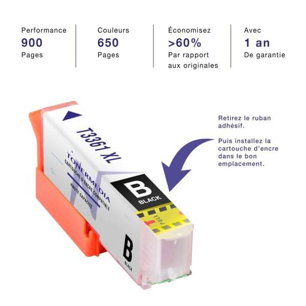 TONERMEDIA - x10 kompatibla Epson 33XL patroner Expression Premium XP-640 XP-530 XP-510 XP-645 XP-540 XP-900 XP-630 XP-635 XP-830