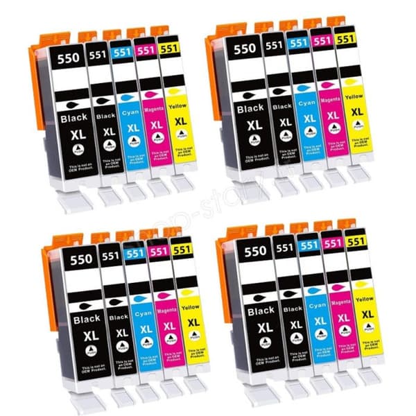 Kompatibla bläckpatroner - CANON - C550/551 XL - Paket med 20 - Flera färger - Upp till 3000 sidor