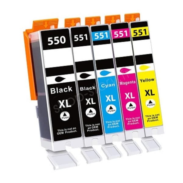 Kompatibla bläckpatroner - CANON - C550/551 XL - Paket med 5 - Färgmultipack - Upp till 3000 sidor