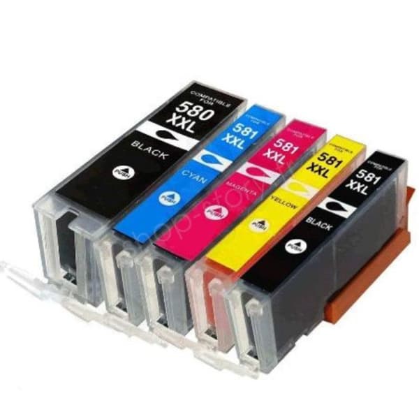 Kompatibla bläckpatroner - CANON - C580/C581 XL - Paket om 5 - Flera färger - Upp till 3000 sidor