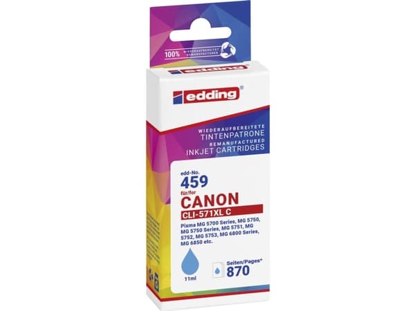 Edding EDD-459, Cyan, 11 ml, 1 styck, 870 sidor, Enpack