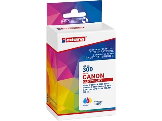 Edding EDD-300, Cyan, Fiolblå, Gult, 10 ml, 3 stykker, 855 sider, Multipakke