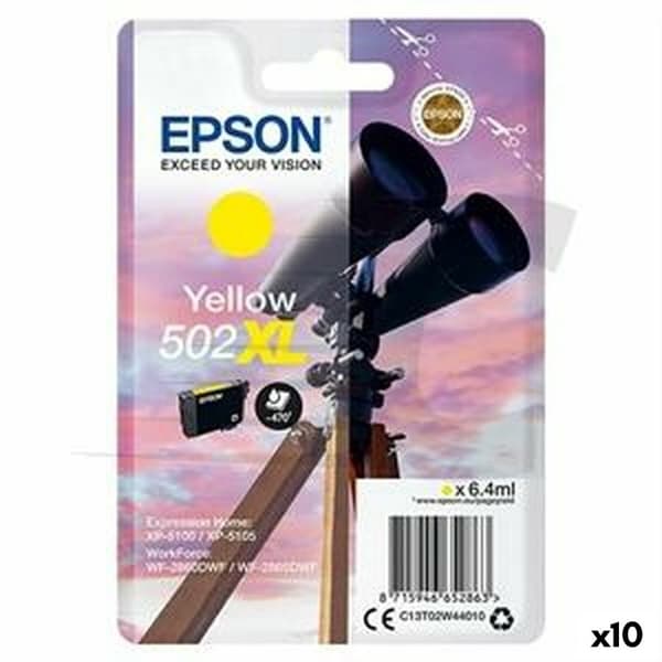 Original blækpatron Epson XP-5100 5105 WF2860DWF 2865DWF Nº 502XL Gul (10 enheder)