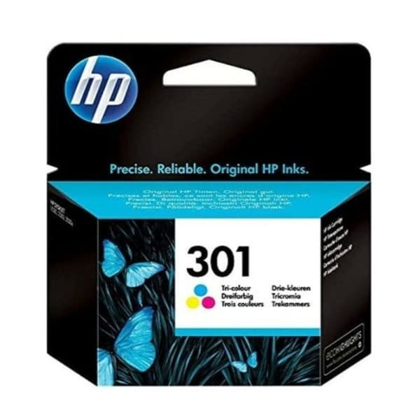 Original blækpatron HP Cartucho de tinta original HP 301 Tri-color Sort Cyan/Magenta/Yellow (3 pcs)