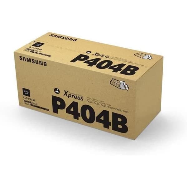 Förpackning med 2 Samsung CLT-P404B svarta tonerkassetter (SU364A)