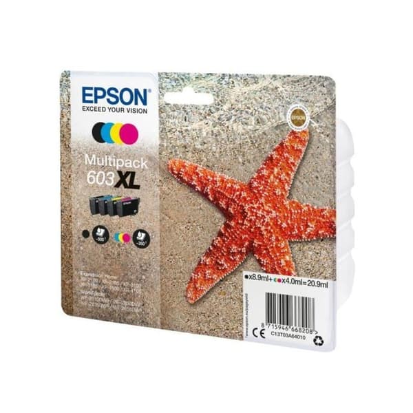 Bläckpatron - EPSON - 4-färgs multipack 603XL - Svart - XL - Upp till 500 sidor
