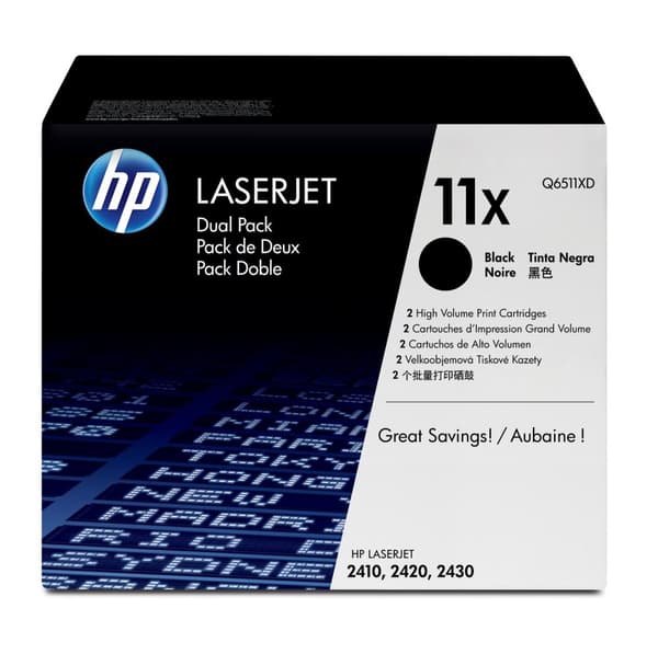 Hewlett-Packard HP 11X Dual Pack - Tonerpatron - 2 x sort - 12000 sider (Q6511XD)