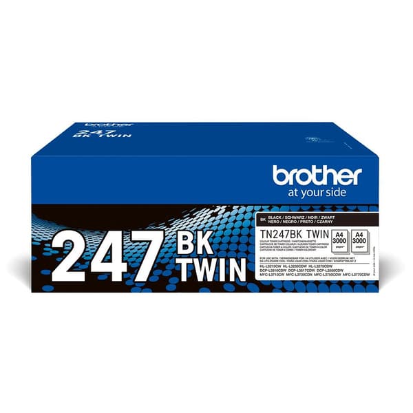 Brother TN247BK TWIN - 2-pak - højtydende - sort - original - tonerpatron - til Brother DCP-L3510, L3517, L3550, HL-L3270, L3290, MFC-L3710, L3730, L3