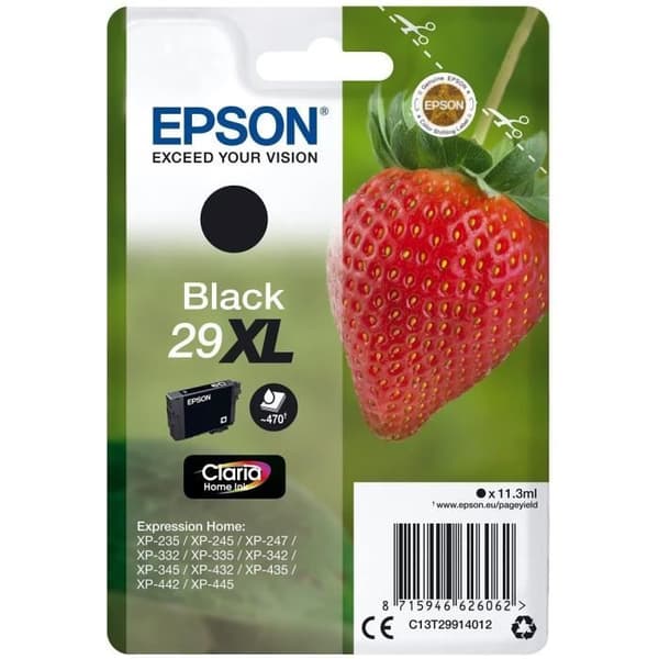 EPSON T2991 XL svart - Strawberry bläckpatron (C13T29914012)