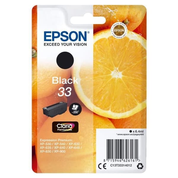 EPSON bläckpatron T3331 svart - orange (C13T33314012)
