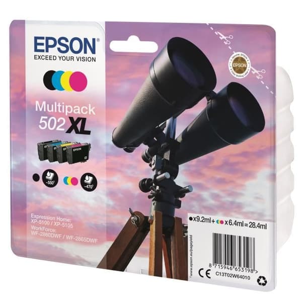 EPSON Multipack 502 XL - Kikare - Svart, Cyan, Gul, Magenta (C13T02W64020)