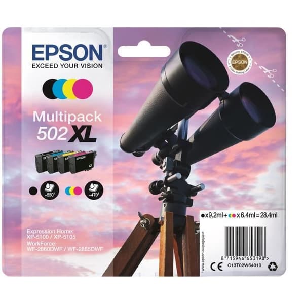 EPSON Multipack 502 XL - Kikare - Svart, Cyan, Gul, Magenta (C13T02W64020)