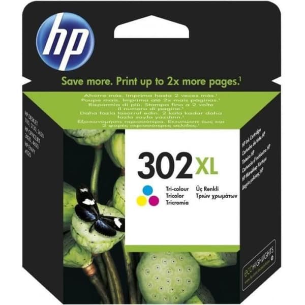 HP 302XL trefärgad originalbläckpatron med hög kapacitet (F6U67AE) för HP DeskJet 2130/3630 och HP OfficeJet 3830