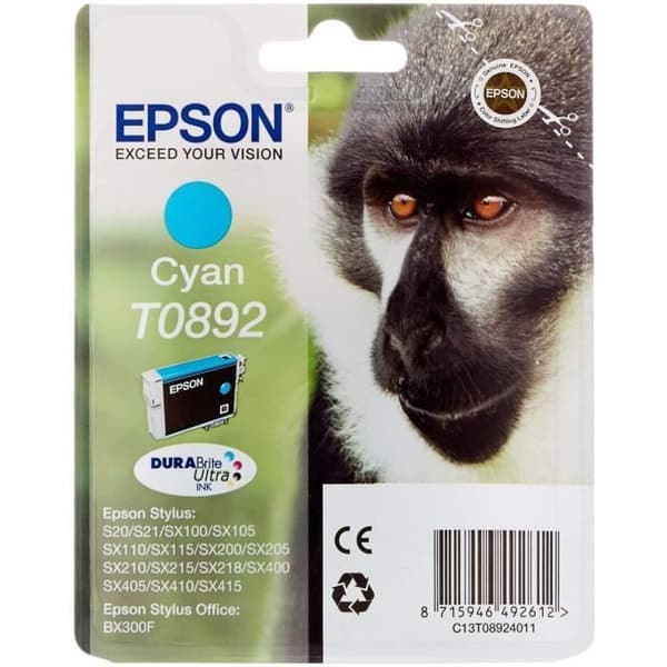 EPSON bläckpatron T0892 Cyan - Monkey (C13T08924011)