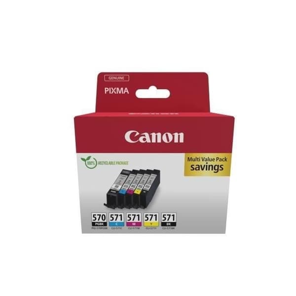 Flerpack bläckpatroner - CANON - PGI-570 Svart + CLI-571 Svart/Cyan/Magenta/Gul