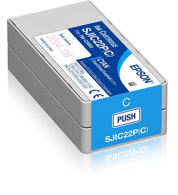 Epson SJIC22P(C): Blækpatron til ColorWorks C3500 (Cyan)