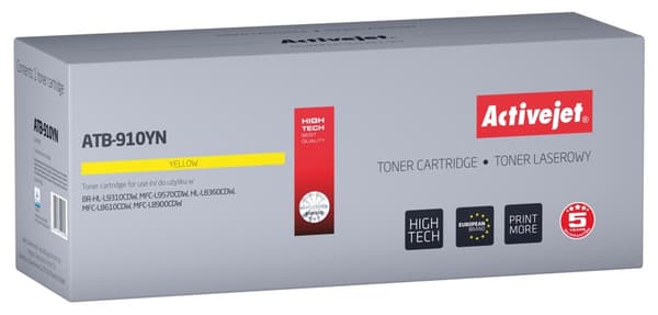 Activejet ATB-910YN -värikasetti (Brother TN-910Y -vaihtokasetti; Supreme; 9000 sivua; keltainen)
