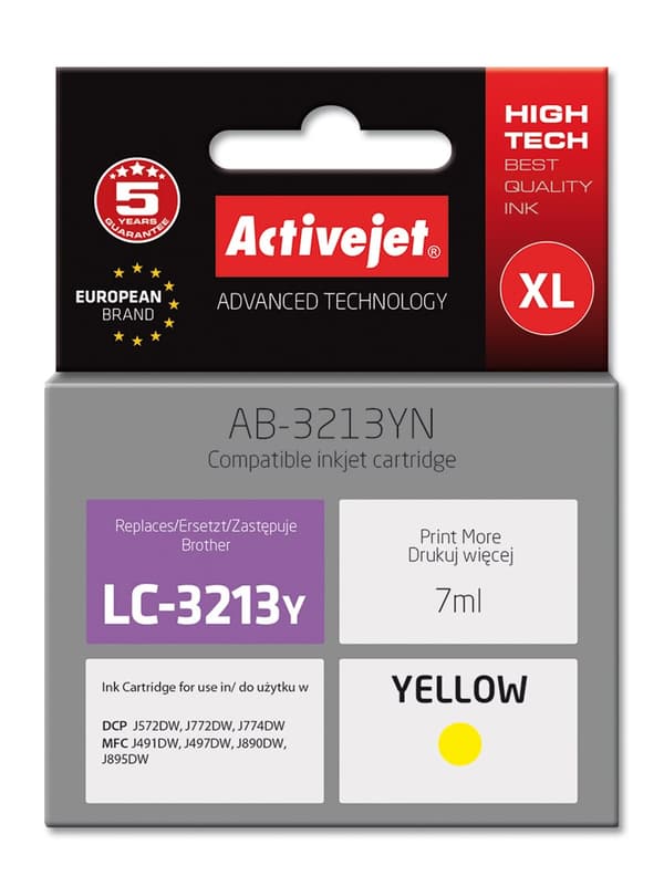 Activejet AB-3213YN blækpatron (erstatning for Brother LC3213Y; Supreme; 7 ml; gul)