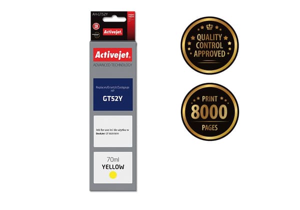 Activejet AH-GT52Y blæk (erstatning for HP GT-52Y M0H56AE; Supreme; 70 ml; gul)