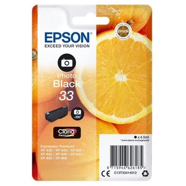 EPSON Cartridge T3341 - Apelsiner - Foto Svart