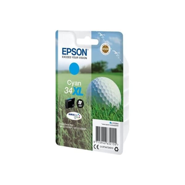 Original Epson bläckpatron - 34XL - Cyan - för WorkForce Pro WF-3720, WF-3720DWF, WF-3725DWF