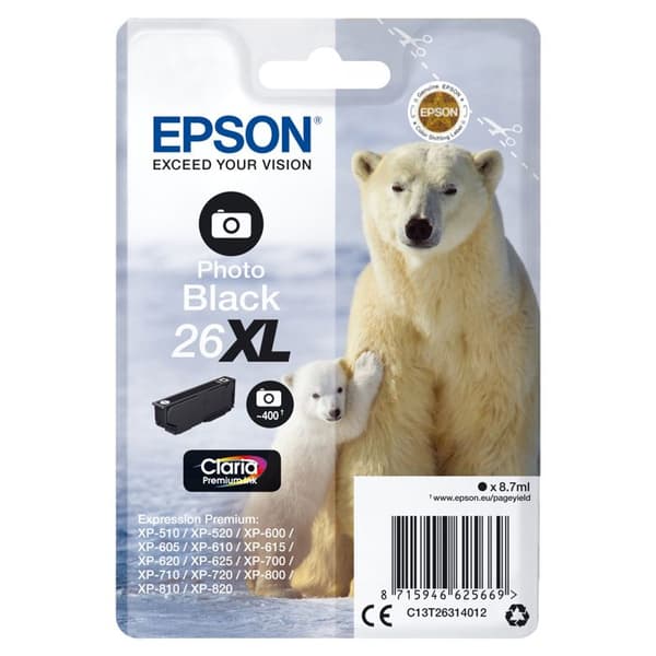 Epson Claria Premium 26 bläckpatron - Fotosvart - Bläckstråle - Standardkapacitet - 400 sidor - 1