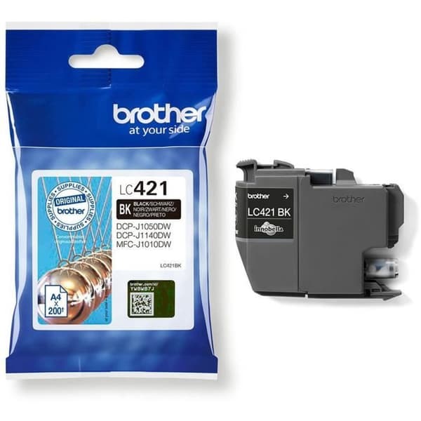LC421BK bläckpatron - BROTHER - svart standardkapacitet 200 sidor - för DCP -J1050DW, MFC -J1010DW och DCP -J1140DW