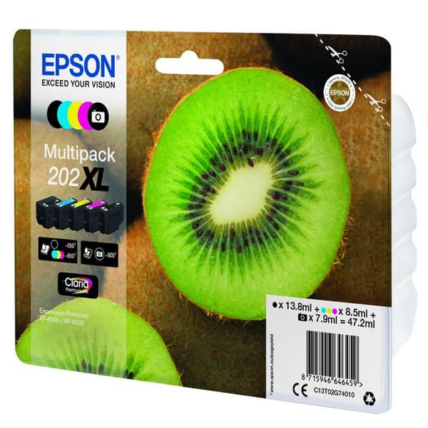 EPSON Claria Premium 202XL bläckpatron - svart, fotosvart, cyan, magenta, gul