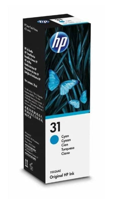 HP 31 70mL original cyan bläckflaska (1VU26AE) för HP Smart Tank 455/457/513/Plus 555/Plus 559/Plus 570/Plus 655
