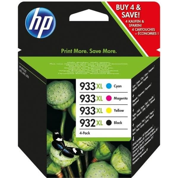 HP 932/933 XL Pack High Yield svarta och trefärgade originalbläckpatroner (C2P42AE)