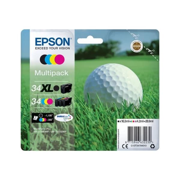 Epson DURABrite Ultra 34XL bläckpatron - Svart, Cyan, Magenta, Gul - Paket med 4