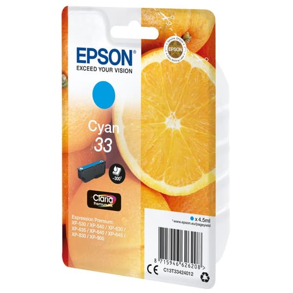 EPSON 33 bläckpatron - Cyan - 4,5 ml - för Expression Home och Premium