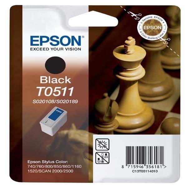 EPSON T0511 bläckpatron - Svart - Standardkapacitet 24ml - 900 sidor