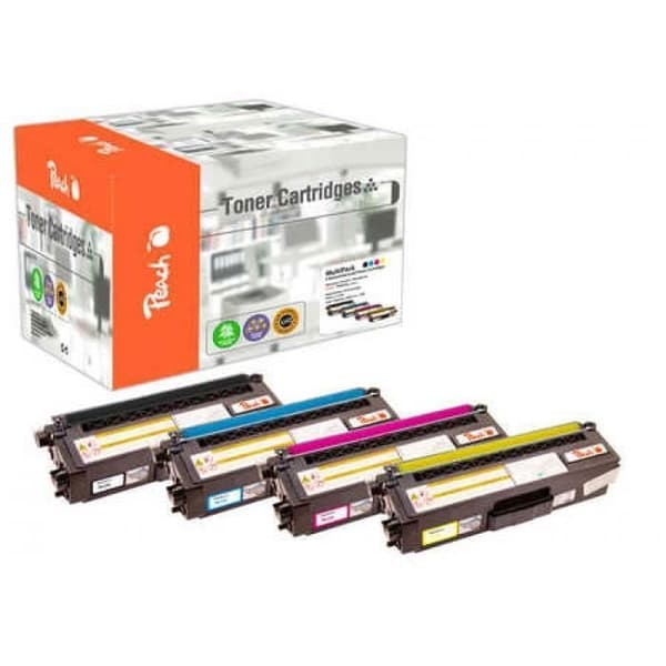 Peach 112061 Laser Toner Cartridge - Svart, Cyan, Magenta, Gul - Paket med 4 - 9500 sidor