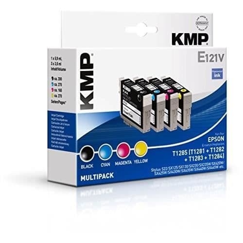 KMP E121V MULTIPACK BK/C/M/Y bläckpatron kompatibel med Epson T 128 - gul, cyan, magenta