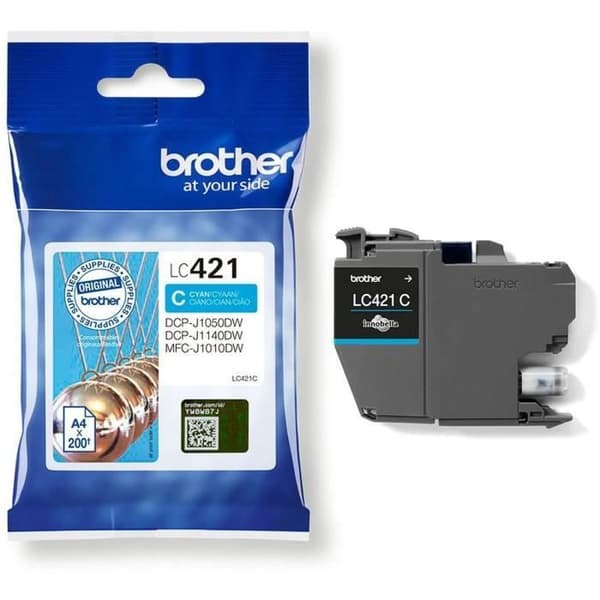 LC421C bläckpatron - BROTHER - Cyan standardkapacitet 200 sidor - För DCP -J1050DW, MFC -J1010DW och DCP -J1140DW