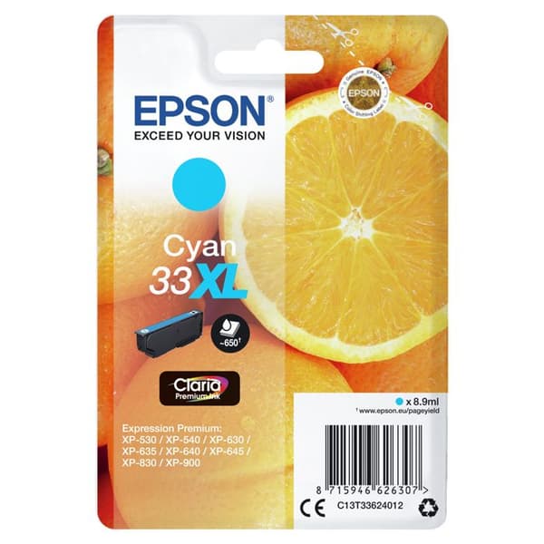 EPSON Claria 33XL bläckpatron - Cyan - Bläckstråle - 650 sidor - 1