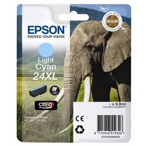 Epson T2435 XL Elephant Bläckpatron Cyan ljus